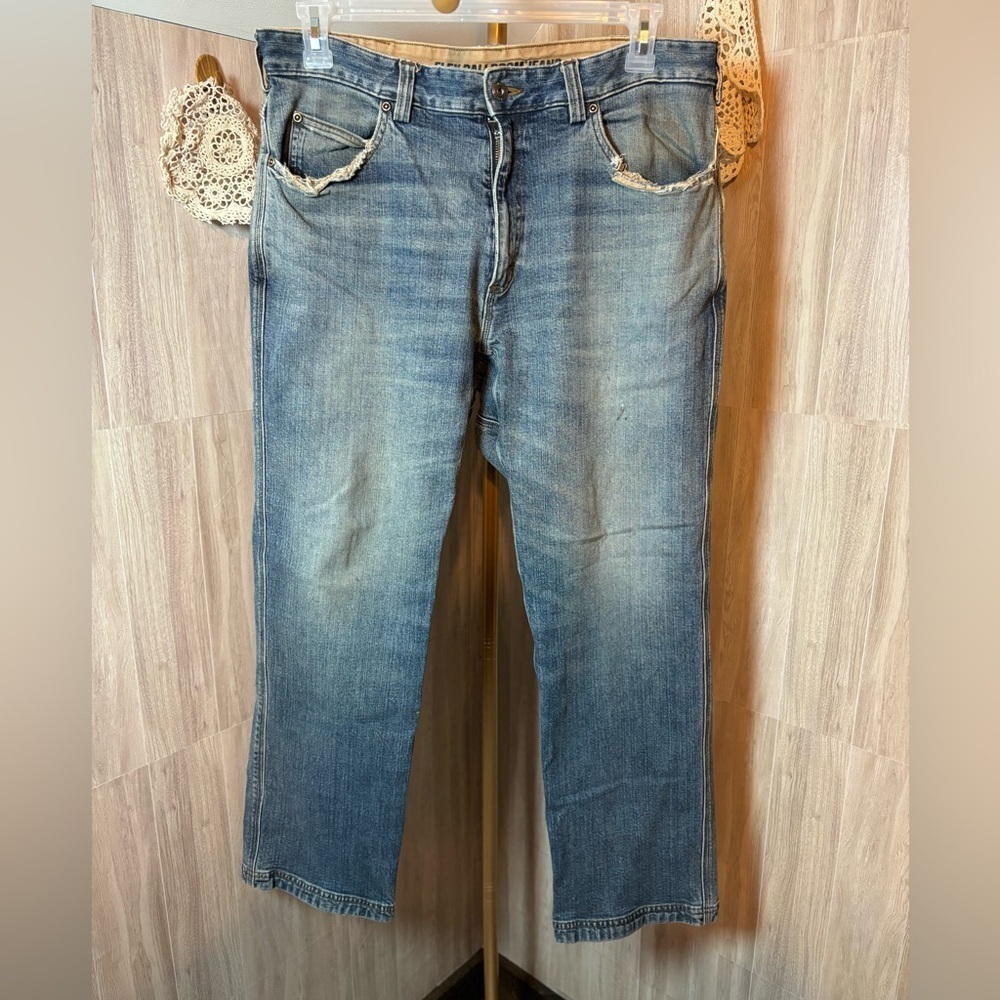 Duluth Men's Relaxed Fit Distressed Blue Jeans 36 x 30